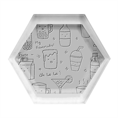 Drinks Cocktails Doodle Coffee Hexagon Wood Jewelry Box by Apen