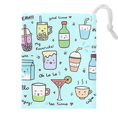 Drinks Cocktails Doodle Coffee Drawstring Pouch (5xl) by Apen