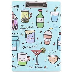 Drinks Cocktails Doodle Coffee A4 Acrylic Clipboard by Apen