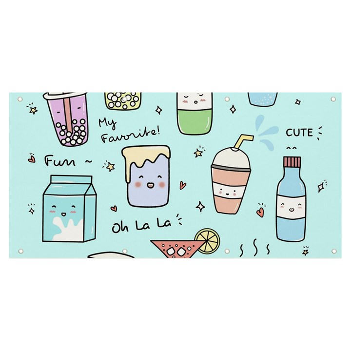 Drinks Cocktails Doodle Coffee Banner and Sign 8  x 4 