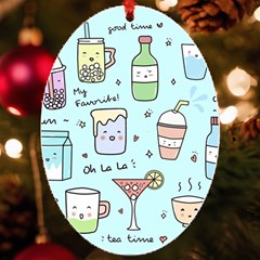 Drinks Cocktails Doodle Coffee Uv Print Acrylic Ornament Oval by Apen