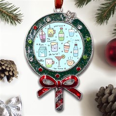 Drinks Cocktails Doodle Coffee Metal X mas Lollipop With Crystal Ornament by Apen