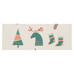 Reindeer Stars Socks Stick Banner And Sign 8  X 3  by Apen