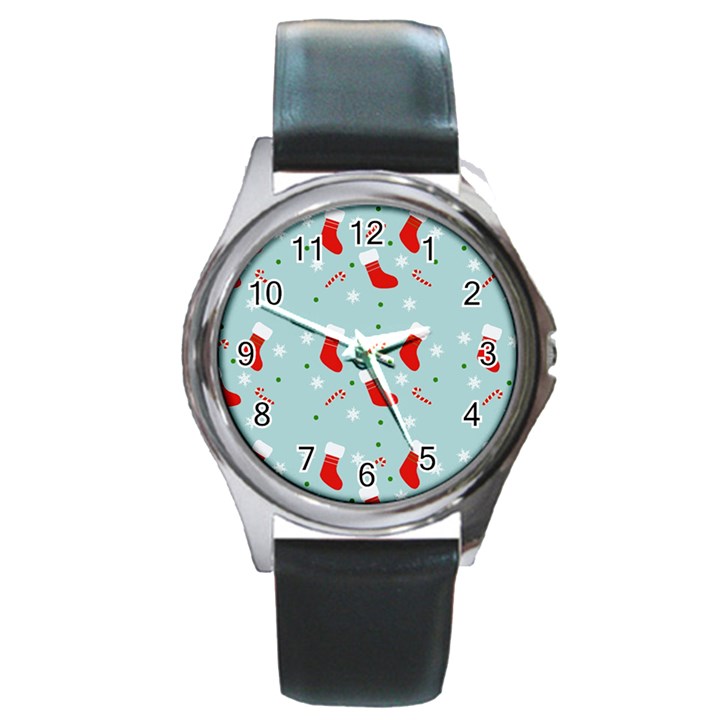 Christmas Pattern Round Metal Watch