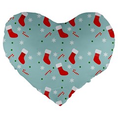 Christmas Pattern Large 19  Premium Heart Shape Cushions