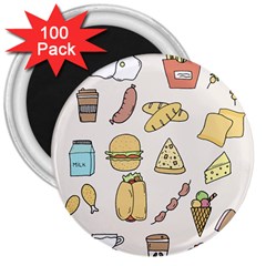 Dinner Meal Food Snack Fast Food 3  Magnets (100 Pack) by Apen