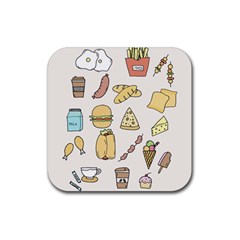 Dinner Meal Food Snack Fast Food Rubber Coaster (square) by Apen