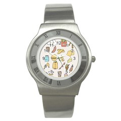 Dinner Meal Food Snack Fast Food Stainless Steel Watch by Apen