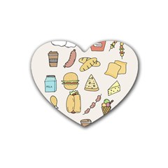 Dinner Meal Food Snack Fast Food Rubber Coaster (heart) by Apen