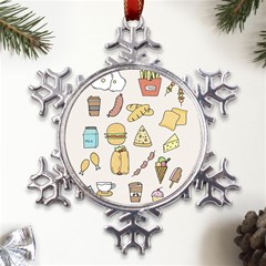 Dinner Meal Food Snack Fast Food Metal Large Snowflake Ornament by Apen