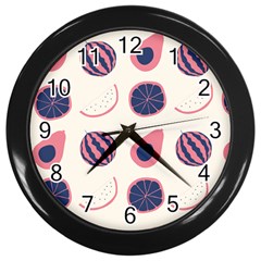 Fruits Halves Pattern Design Wall Clock (black) by Apen