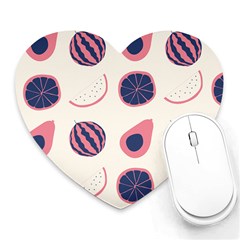 Fruits Halves Pattern Design Heart Mousepad by Apen