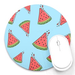 Watermelon Fruit Pattern Tropical Round Mousepad by Apen