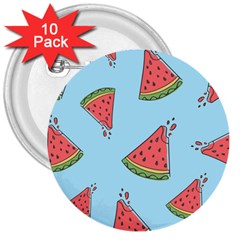 Watermelon Fruit Pattern Tropical 3  Buttons (10 Pack)  by Apen