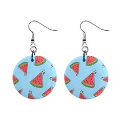 Watermelon Fruit Pattern Tropical Mini Button Earrings by Apen