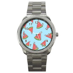 Watermelon Fruit Pattern Tropical Sport Metal Watch by Apen