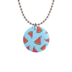 Watermelon Fruit Pattern Tropical 1  Button Necklace by Apen