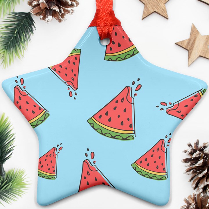 Watermelon Fruit Pattern Tropical Star Ornament (Two Sides)