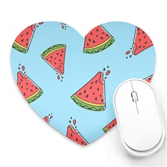 Watermelon Fruit Pattern Tropical Heart Mousepad by Apen