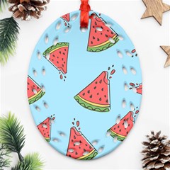 Watermelon Fruit Pattern Tropical Ornament (oval Filigree) by Apen