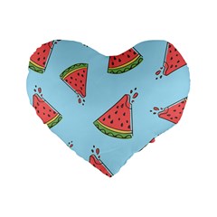 Watermelon Fruit Pattern Tropical Standard 16  Premium Heart Shape Cushions by Apen