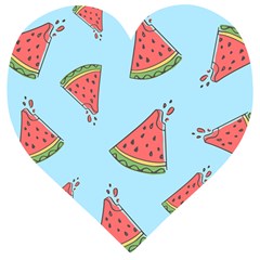 Watermelon Fruit Pattern Tropical Wooden Puzzle Heart by Apen