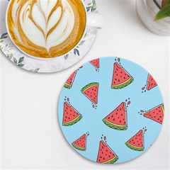 Watermelon Fruit Pattern Tropical Uv Print Round Tile Coaster by Apen