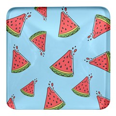 Watermelon Fruit Pattern Tropical Square Glass Fridge Magnet (4 Pack)