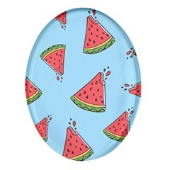 Watermelon Fruit Pattern Tropical Oval Glass Fridge Magnet (4 Pack) by Apen