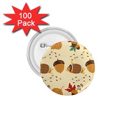 Leaves Foliage Acorns Barrel 1 75  Buttons (100 Pack)  by Apen