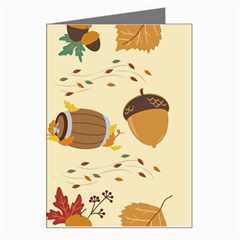 Leaves Foliage Acorns Barrel Greeting Card by Apen