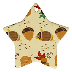 Leaves Foliage Acorns Barrel Star Ornament (two Sides) by Apen