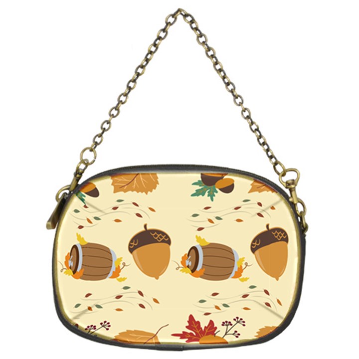 Leaves Foliage Acorns Barrel Chain Purse (Two Sides)