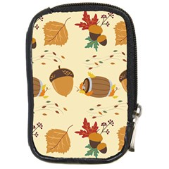 Leaves Foliage Acorns Barrel Compact Camera Leather Case by Apen