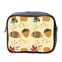 Leaves Foliage Acorns Barrel Mini Toiletries Bag (two Sides) by Apen