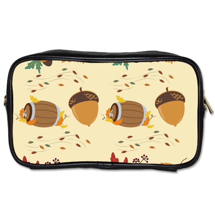 Leaves Foliage Acorns Barrel Toiletries Bag (Two Sides)