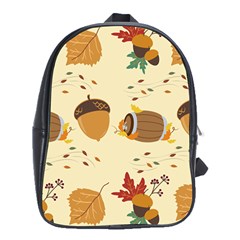 Leaves Foliage Acorns Barrel School Bag (xl) by Apen