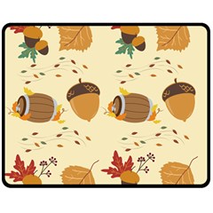 Leaves Foliage Acorns Barrel Two Sides Fleece Blanket (medium)