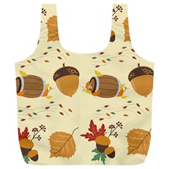 Leaves Foliage Acorns Barrel Full Print Recycle Bag (xl) by Apen