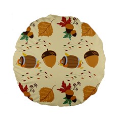 Leaves Foliage Acorns Barrel Standard 15  Premium Flano Round Cushions by Apen