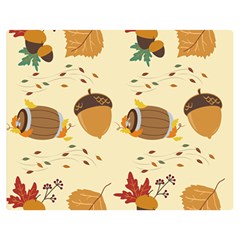 Leaves Foliage Acorns Barrel Two Sides Premium Plush Fleece Blanket (medium) by Apen