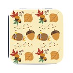 Leaves Foliage Acorns Barrel Square Metal Box (Black) Front