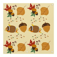 Leaves Foliage Acorns Barrel Banner And Sign 3  X 3  by Apen