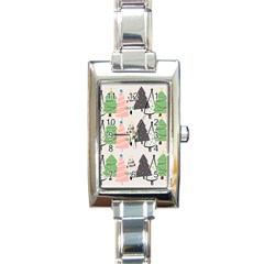 Christmas Trees Icons Rectangle Italian Charm Watch by Apen