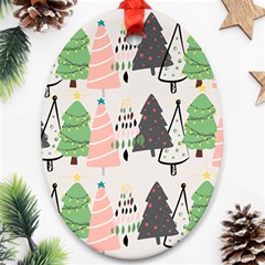 Christmas Trees Icons Ornament (oval) by Apen