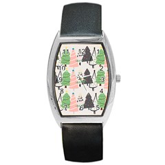 Christmas Trees Icons Barrel Style Metal Watch