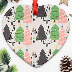 Christmas Trees Icons Heart Ornament (two Sides) by Apen