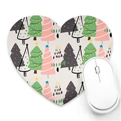 Christmas Trees Icons Heart Mousepad by Apen