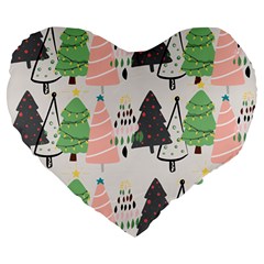 Christmas Trees Icons Large 19  Premium Heart Shape Cushions by Apen