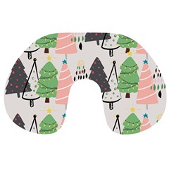 Christmas Trees Icons Travel Neck Pillow by Apen